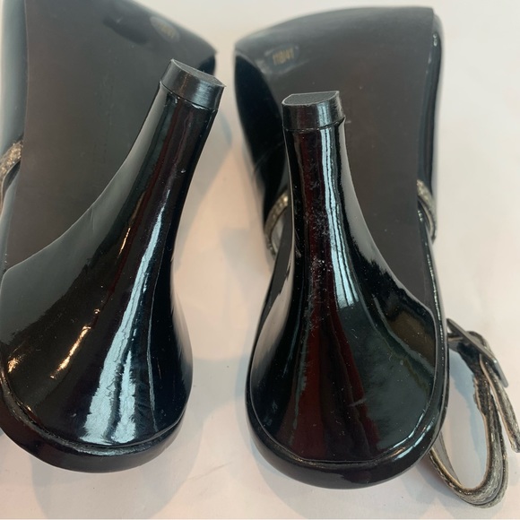 LAURA ASHLEY black/grey patent slingback heels in size 11 brand new, never worn - Picture 11 of 13
